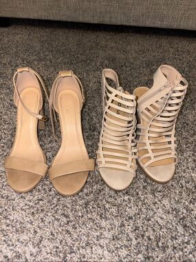 Soda Women's Dual-Pair Neutral Heeled Sandals - Light Tan